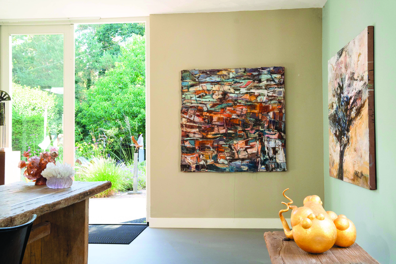 Landscape op cortenstaal, mixed media